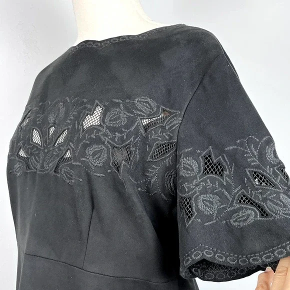 Bar III Black Embroidered Faux Suede Mini Shift Dress Size Large - Picture 3 of 13